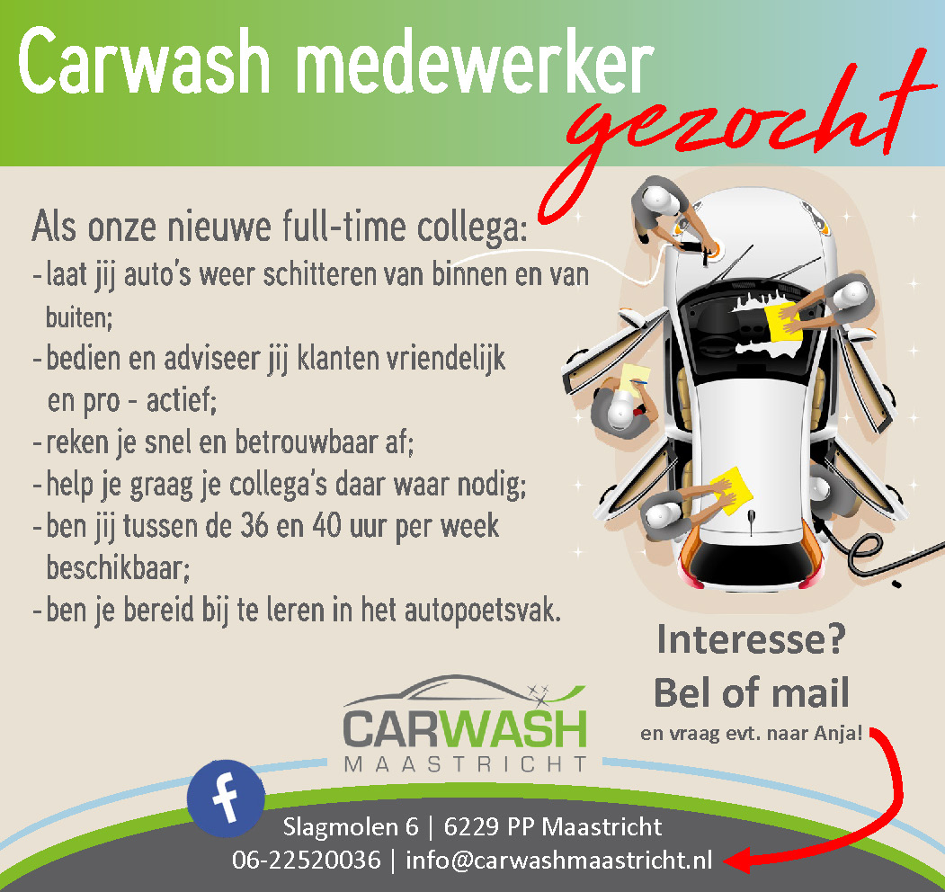Collega's gezocht, kom werken bij Carwash Maastricht