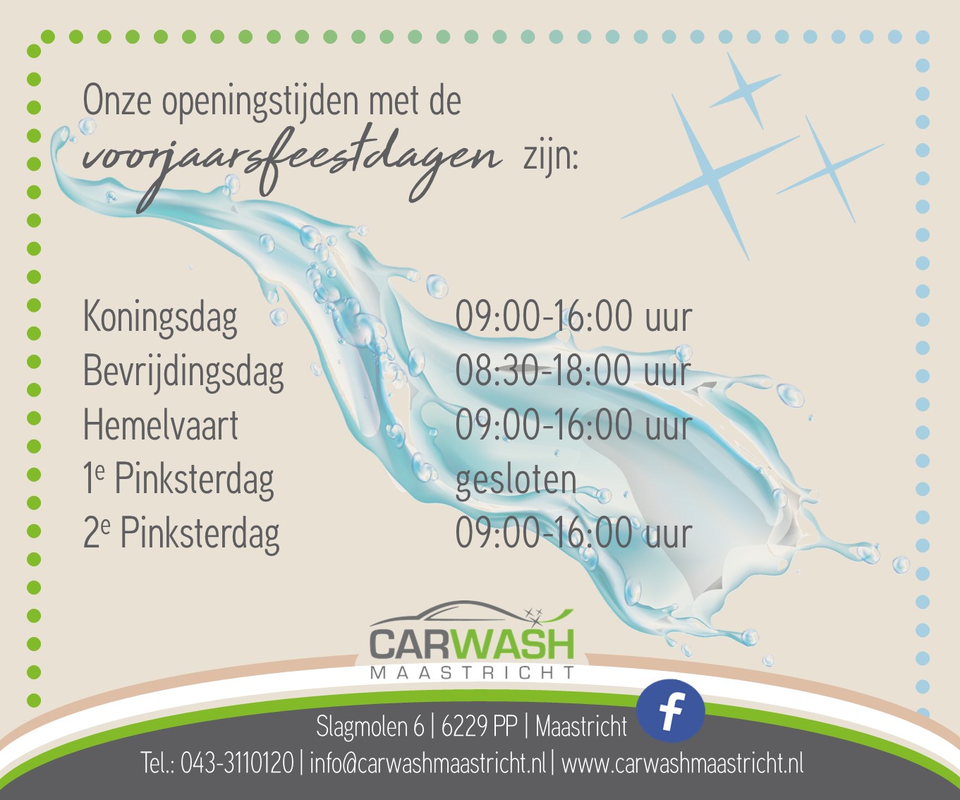 Voorjaarsfeestdagen bij Carwash Maastricht